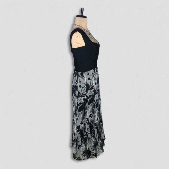 Tadashi Collection Fit and Flare Floral Midi Dress Black White Size 8 - Picture 4 of 13